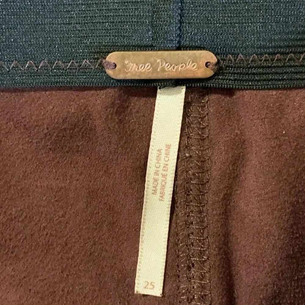 Free People Women's Faux Leather‎ Mid Rise Vegan Leggings In Wine Size 25